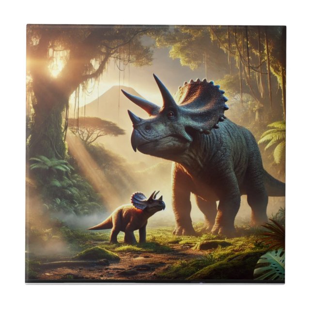 En stor vuxen Triceratops Kakelplatta (Framsidan)