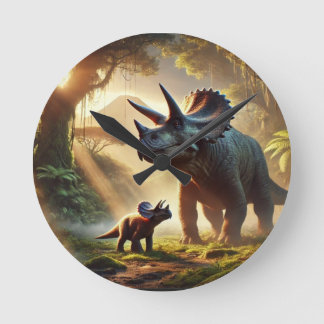En stor vuxen Triceratops Rund Klocka
