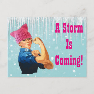 "En storm kommer" med Rosie i Rosa Hat Vykort