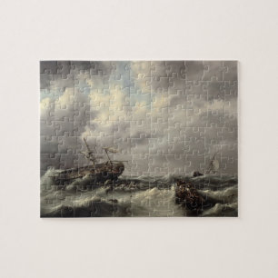 En storm på havet (olja på panel) pussel