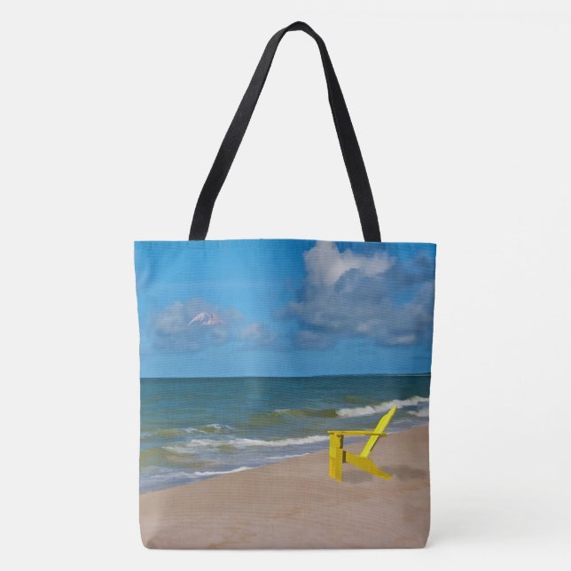 En strand någonstans och strandstol tygkasse (Framsida)
