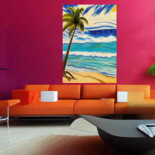 En strand på sommaren   AI Art Poster