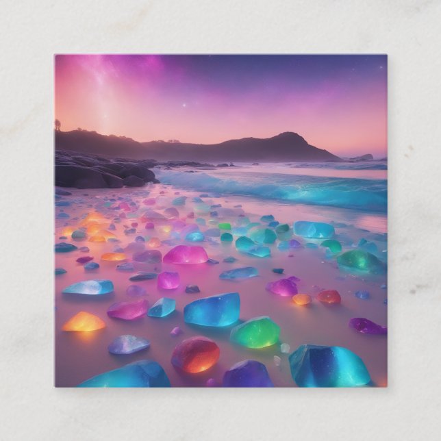 En strand som har mycket glassten fyrkantigt visitkort (Framsida)