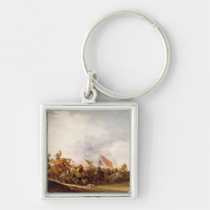 En stridplats, 1653 fyrkantig silverfärgad nyckelring