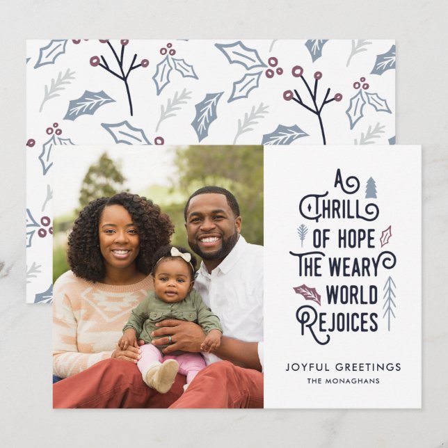 En strill av hopp | Vit blå | Modern ett foto Julkort (Fram/baksida)