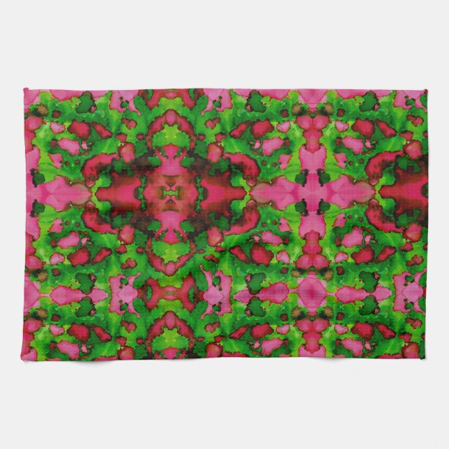 En studie om Rosa och Grönt Kökshandduk (Horisontell)