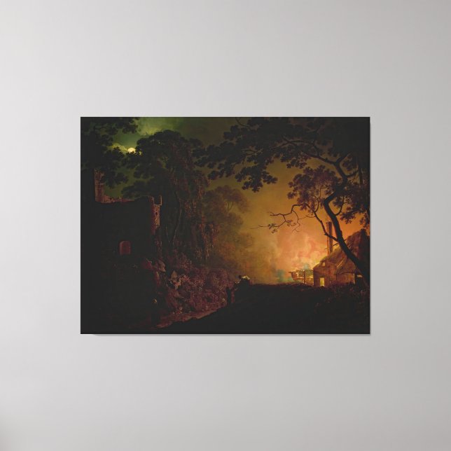 En stuga på natten Joseph Wright av Derby Canvastryck (Framsida)