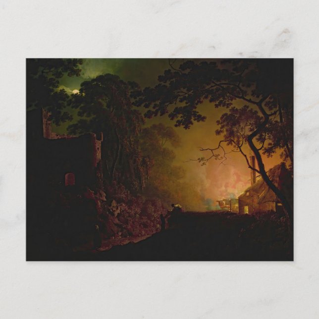 En stuga på natten Joseph Wright av Derby Vykort (Framsida)