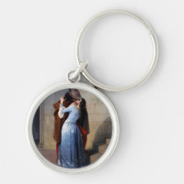 En stulen händelse: en kyss genom åldern rund silverfärgad nyckelring