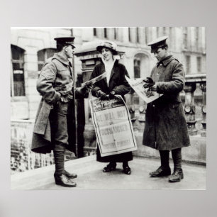 En Suffragette som säljer tidningar till två Poster