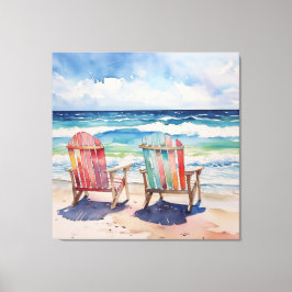 En sunt dag för två färgstarka kustbanor digitala canvastryck