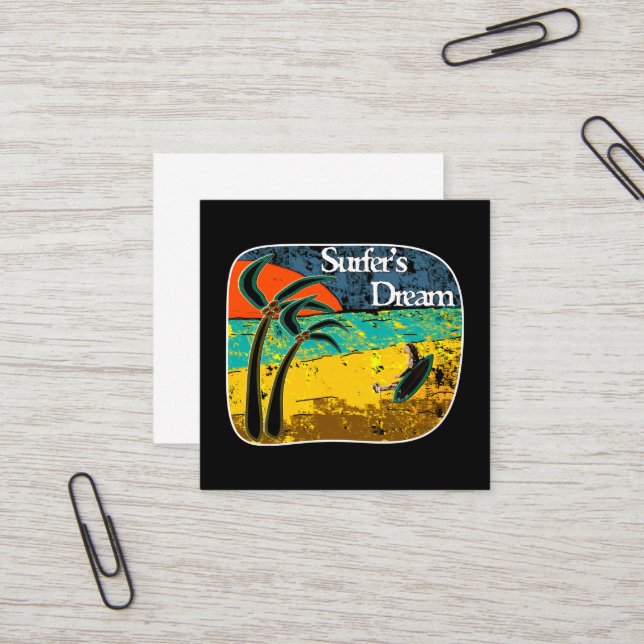 En surfare dröm fyrkantigt visitkort (Fram/Back In Situ)