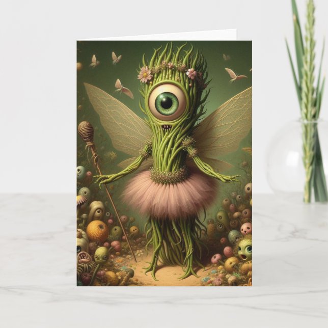 En surreal eldritch asparagus fairy kort (Framsida)