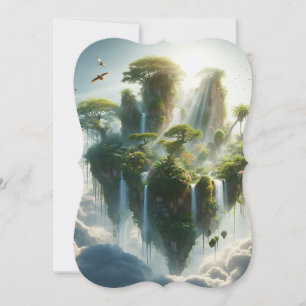 En surrealistisk flytande ö i himlar