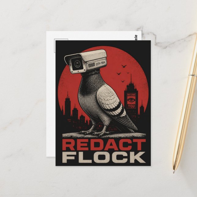En surrealistisk övervakningskamera duva redigera vykort (Fram/Back In Situ)