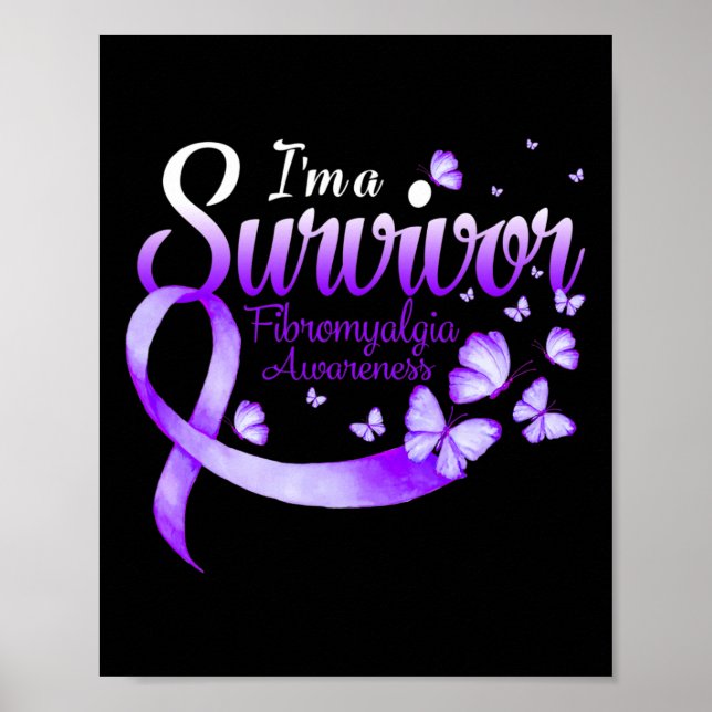 En Survivor Fibromyalgia Awareness Butterfly 1 Poster (Framsidan)