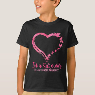 En Survivor Shirt Rosa Butterfly Heart Breast Canc T