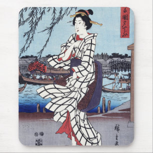 En sval sommarafton vid bron, Utagawa Hiroshige Musmatta