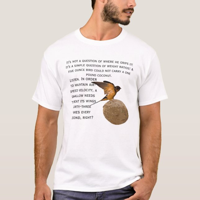 En svala som bär en kokosnöt! tee (Framsida)