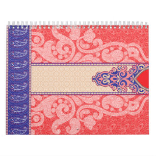 En svår paisley mönster med vibrerande rött kalender