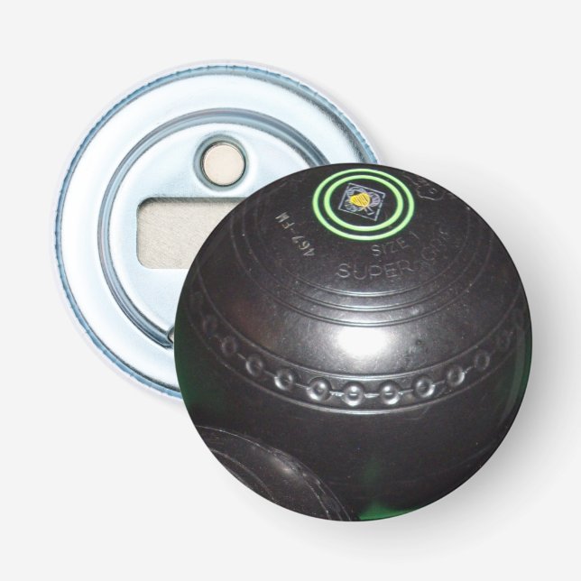 En svart Gräsmatta Bowl Magnetic Round Flasköppnare (Framsidan)