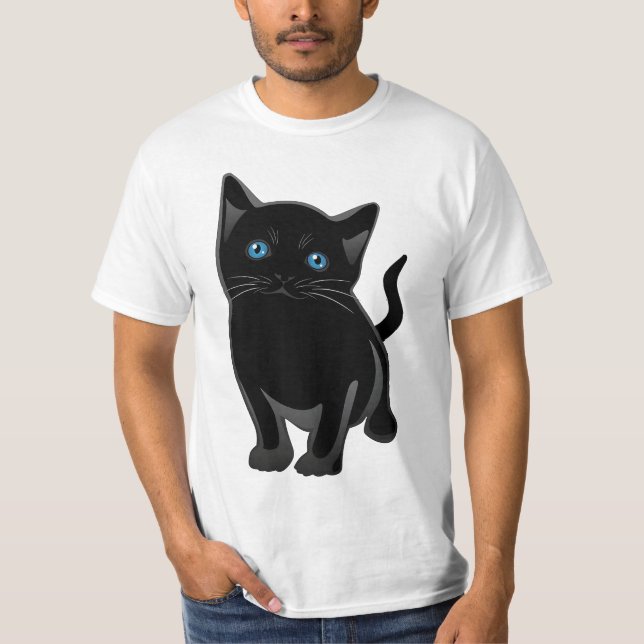 " en svart katt med blå öga" t shirt (Framsida)
