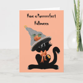 En svart katt purrrfect Halloween Kort