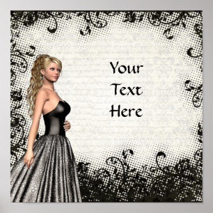 En svart klänning på en romsk tjej poster