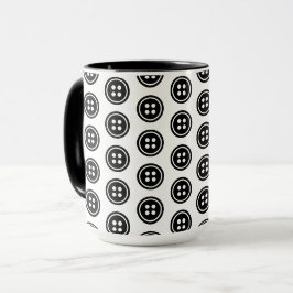 En svart knapp mugg