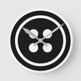 En svart knapp rund klocka