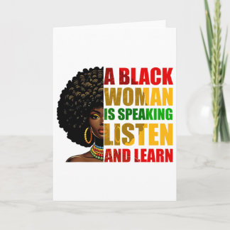En svart kvinna talar Lyssna och lär Afrocen Kort