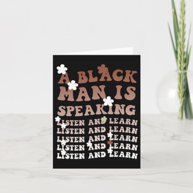 En svart man talar och lär sig svart. kort (Framsida)