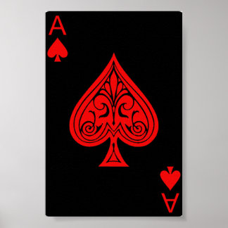 En svart och röd Ace av Spades. Poster