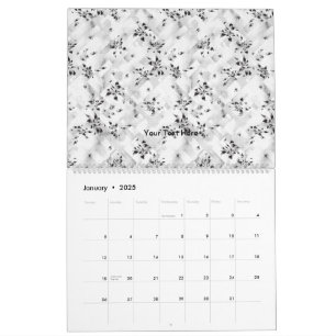 En svart och vit elegant fylld med stilfull kalender