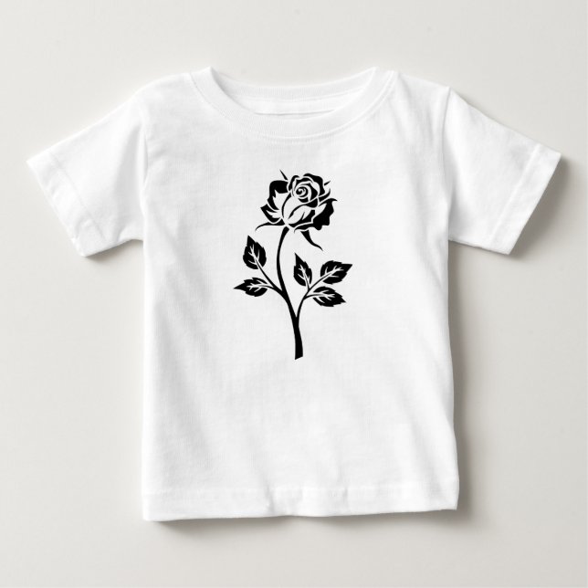 En svart Ro-blomma, vit Småbarn-säng T-shirt (Framsida)