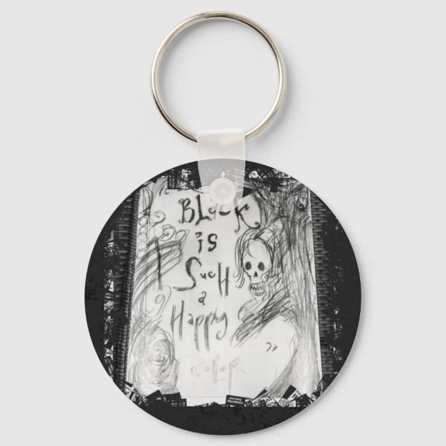 en svart sådan lycklig färg nyckelring (Framsida)