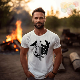 En svart-vit design med natt och dag t shirt