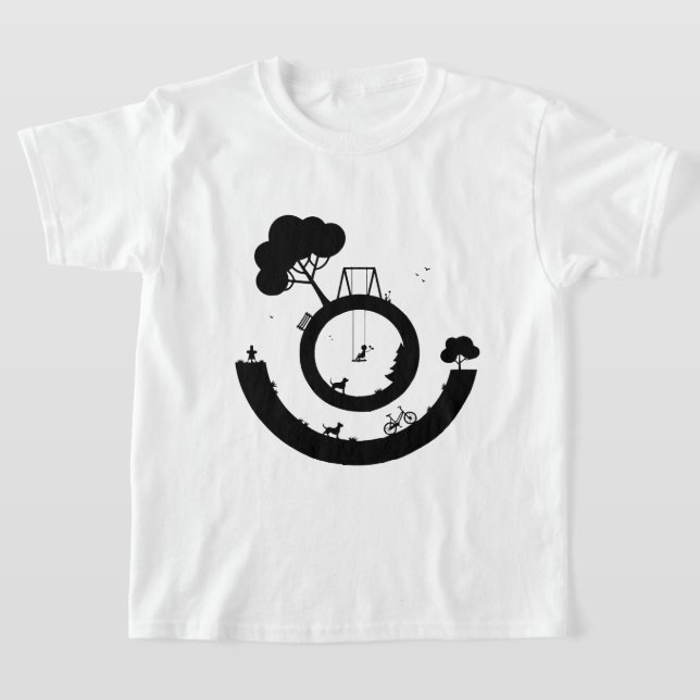 En svart-vit illustration t shirt (Laydown)