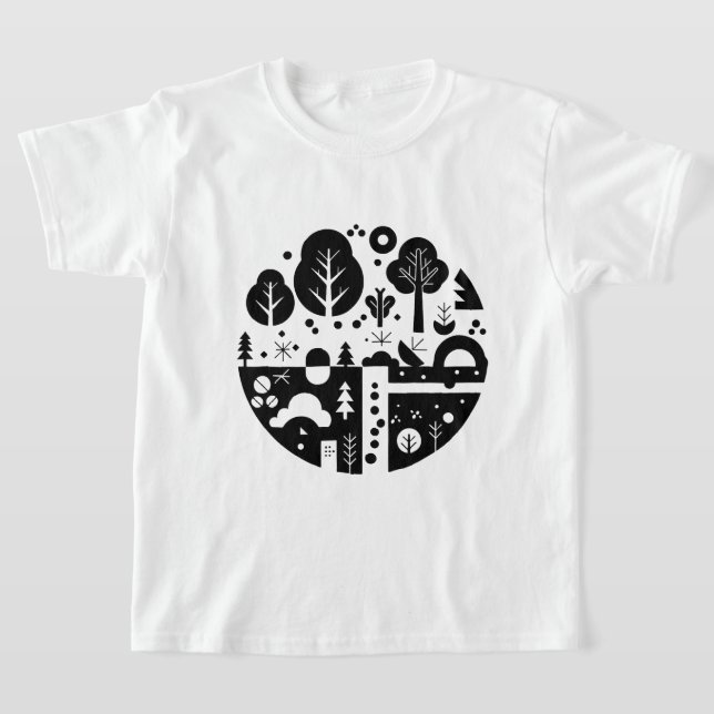 En svart-vit illustration t shirt (Laydown)