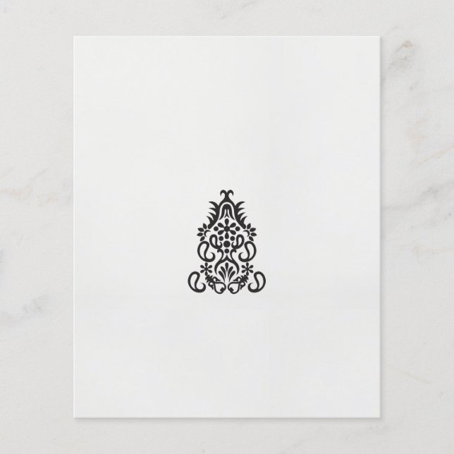 en svartvit bild av en ornerad design flygblad (Framsidan)