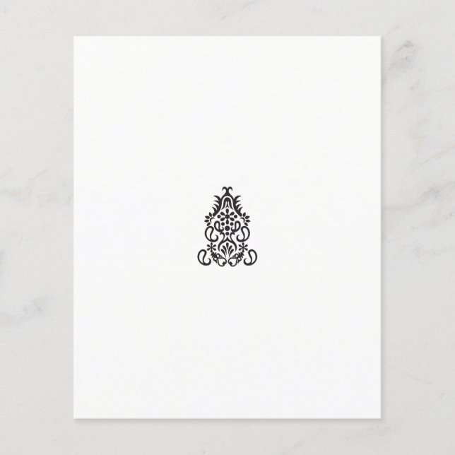 en svartvit bild av en ornerad design flygblad (Framsidan)