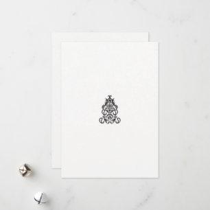 en svartvit bild av en ornerad design julkort