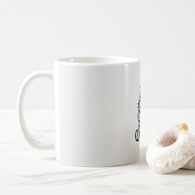 en svartvit bild av en ornerad design kaffemugg (Med munk)