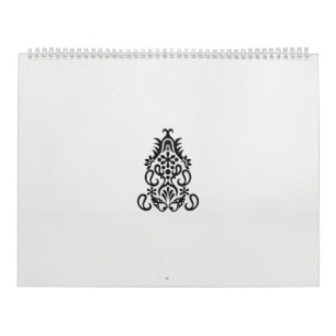 en svartvit bild av en ornerad design kalender