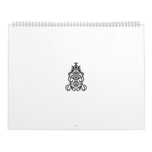 en svartvit bild av en ornerad design kalender