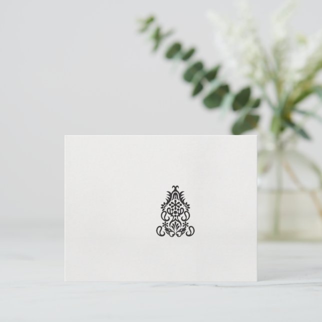 en svartvit bild av en ornerad design vykort (Stående Fram)