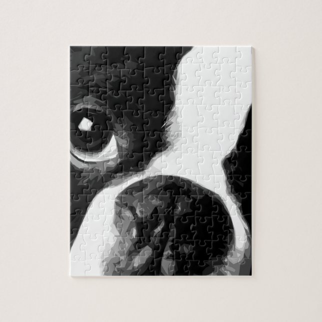 En svartvit Boston terrier Pussel (Vertikal)