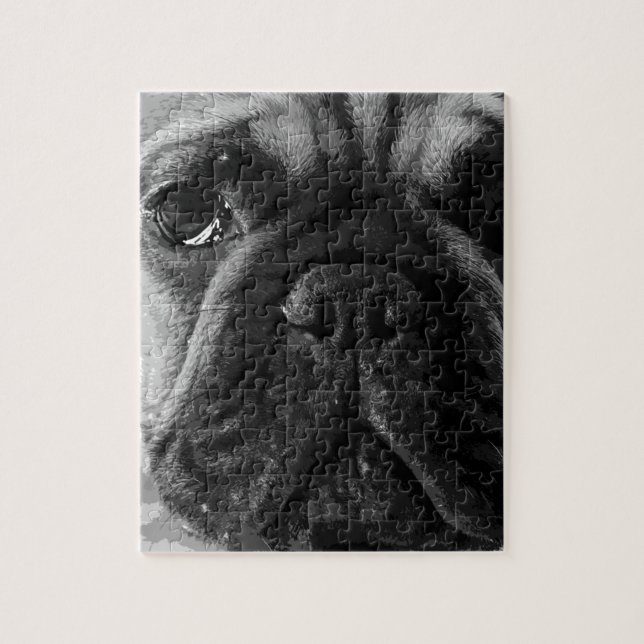En svartvit fransk bulldogg pussel (Vertikal)