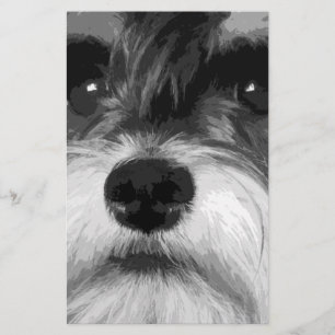 En svartvit miniatyrSchnauzer Brevpapper