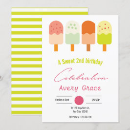En svensk popsicle-sommar Födelsedagsfest inbjudan